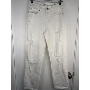 INC International Concepts Pants Boyfriend Jeans Distressed‎ White 4/27 New